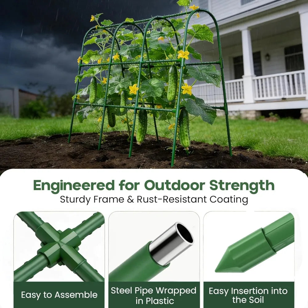 48x48 U Shape Cucumber Trellis for Raised Bed - Vegetable Garden Support for Climbing Plants, Cucumbers, Peas, Zucchini, Squash, Tomatoes, Green Beans, Vines, Watermelon, Melon, Pumpkin