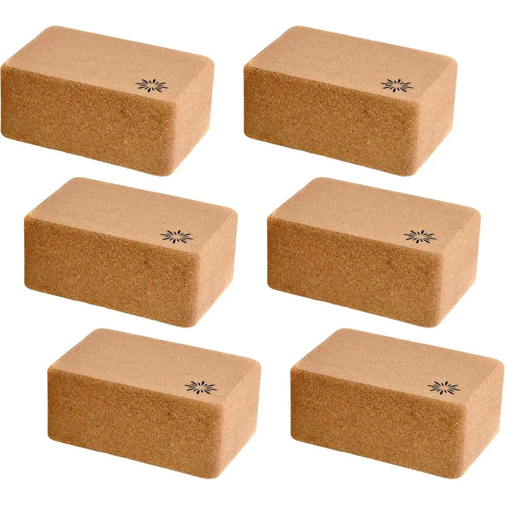Sunshine Yoga 4" Cork Yoga Block, 6 and 4 Pack Bulk Yoga Blocks
