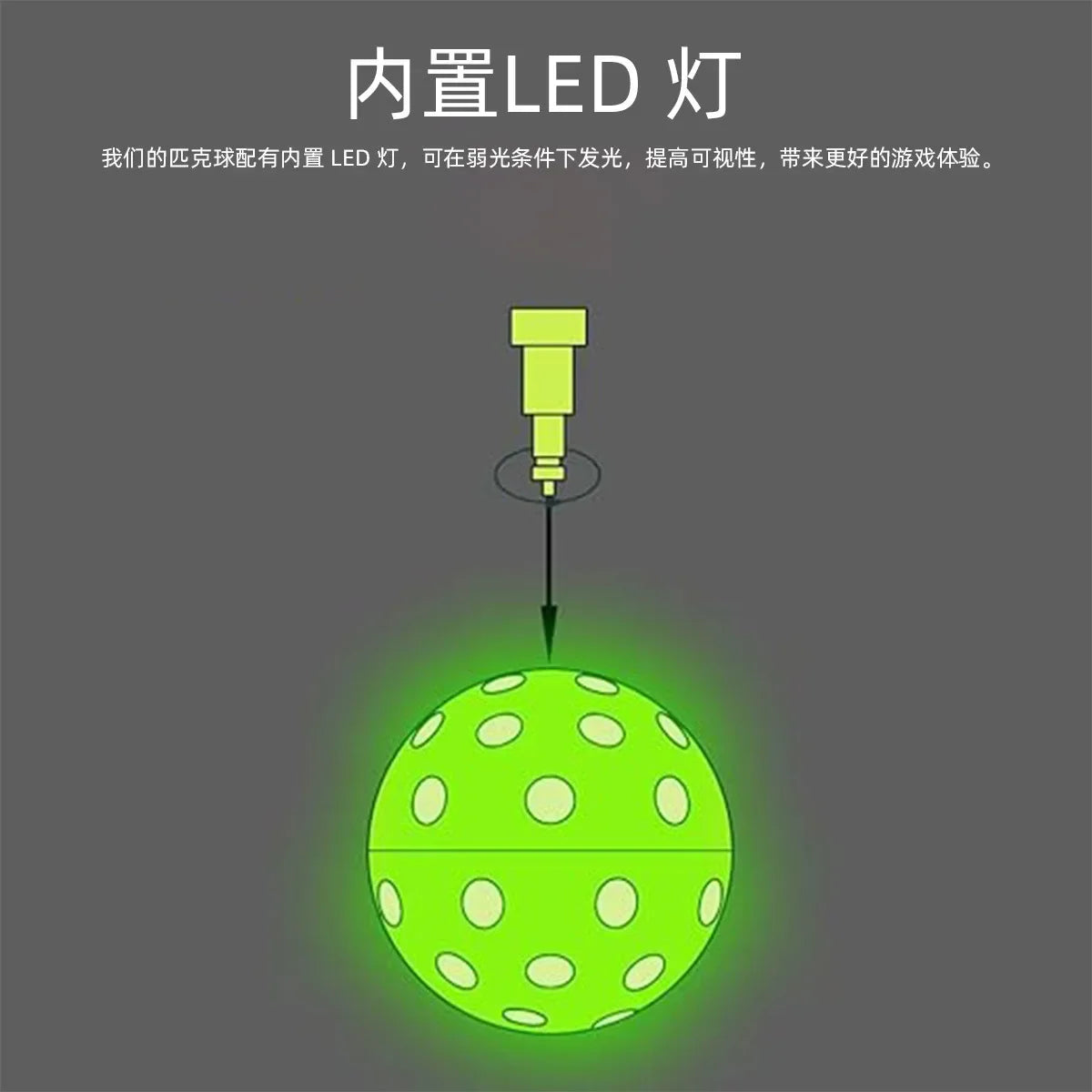 2pcs 74mm light-emitting LED Pickle ball 40 hole glow-in-the-dark Pickleball TE electronic glow-in-the dark Hole ball
