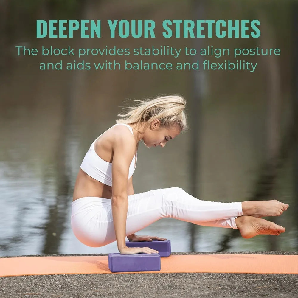 3" Yoga Block, 10 Pack Bulk EVA Foam Yoga Blocks, Firm and Supportive Yoga Brick, Balance Foam for Stretching