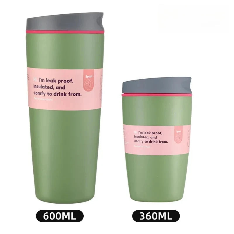 Insulated Coffee Tumbler 360ML 600ML Leakproof Travel Mug with Lid Stainless Steel Cup for Car Office Hot Cold Drinks Women Gift