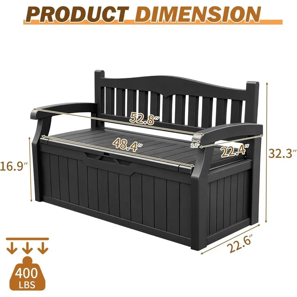 BestsellerLockable 80 Gallon Outdoor Storage Bench with Cushions, Patio Furniture, Garden Decor, and Pool Supplies (Black)