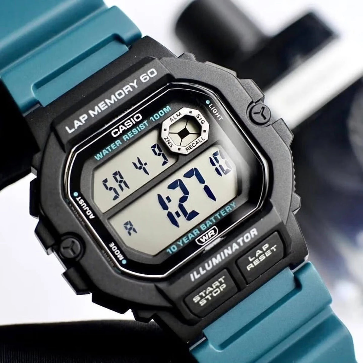 Casio WS‑1400H | Digital Sports Watch | Resin Band | 100M Water Resistant | Lap Memory Stopwatch | LED Light